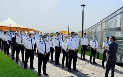 security guards standing in the line