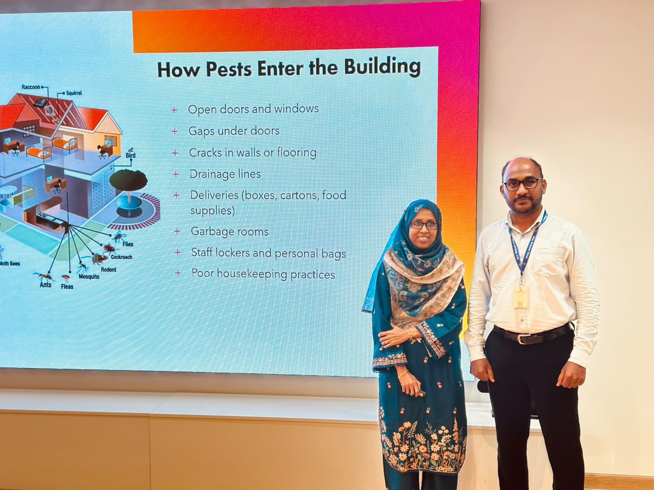 Blue Diamond Group conducting a Pest Control Awareness Training session for employees of a leading 5-star hotel in Dubai to promote hygiene, pest prevention, and workplace safety.